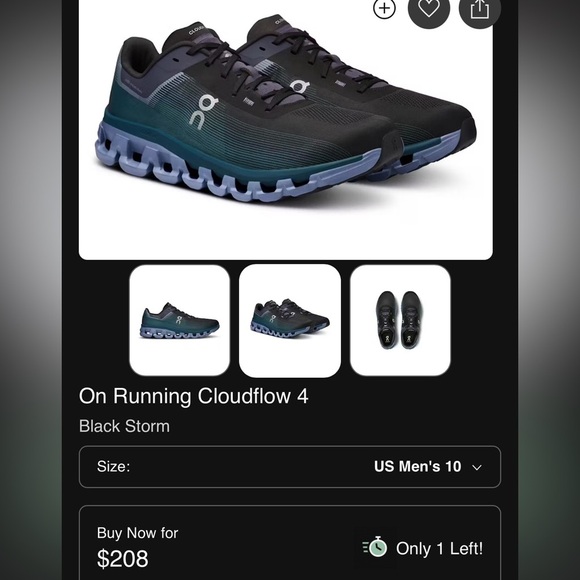 On Running Cloudflow 4 Men’s Size 10 (3MD30100340 FVO TL) Basically brand new - Picture 2 of 11